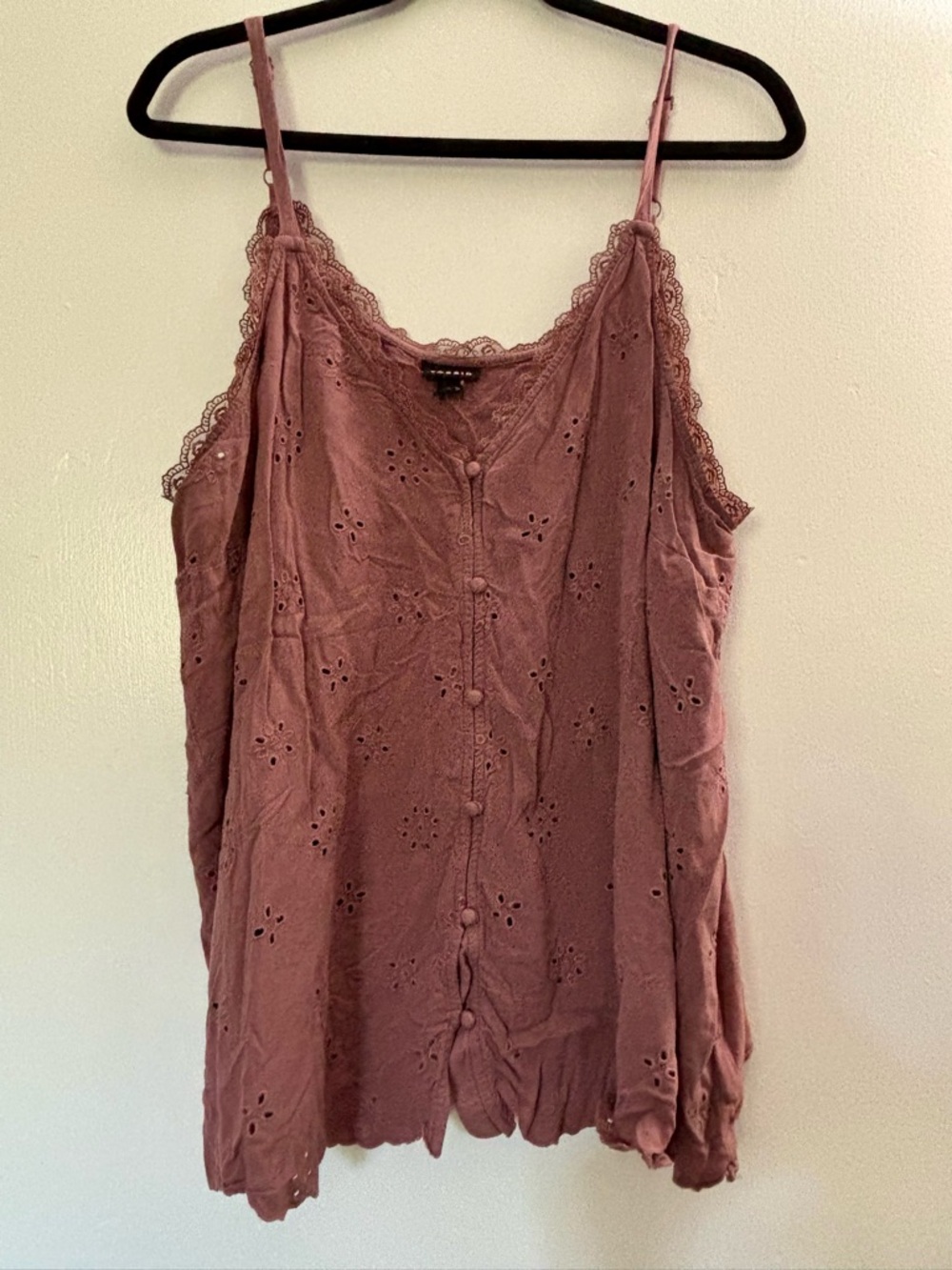torrid Mauve Eyelet Lace-Trim Spaghetti Strap Camisole